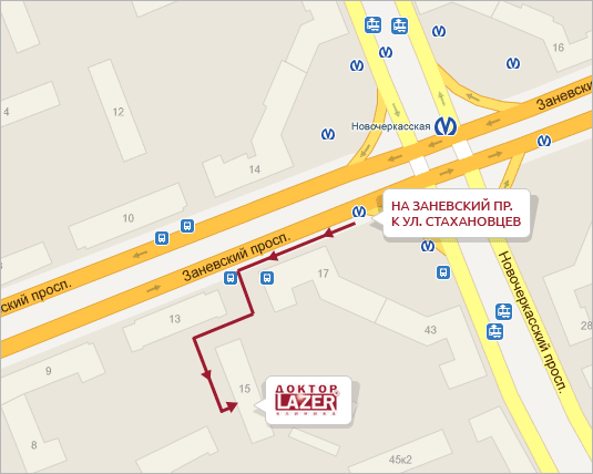 Карта с адресом центра косметологии «Доктор Лазер»